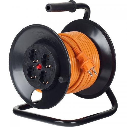 PRELUNGITOR Bachmann, Schuko x 4, conectare prin Schuko (T), cablu 25 m, protectie supratensiune | protectie termica, negru | portocaliu, "392.225" (timbru verde 0.18 lei)