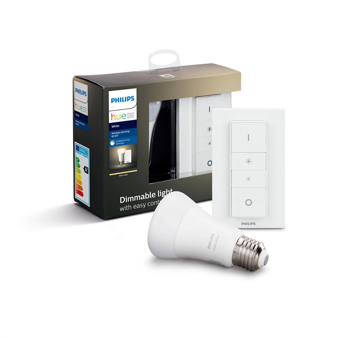 KIT smart LED Philips, soclu E27, putere 9W, forma clasic, lumina alb calda, alimentare 220 - 240 V, "000008718696785331" (timbru verde 0.45 lei)