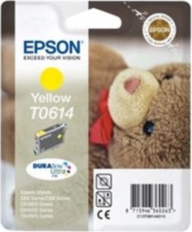 Cartus Cerneala Original Epson Yellow, T0614, pentru D88|D68PE|DX4800|DX4850|DX4200|DX4250|DX3800|DX3855, , (timbru verde 0.15 lei), "C13T06144010"