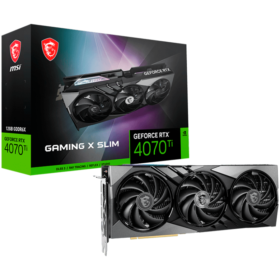 MSI Video Card Nvidia GeForce RTX 4070 Ti GAMING X SLIM 12G (12GB GDDR6X/192bit, PCI Express Gen 4, 3xDP, 1xHDMI, Recommended PSU 700W) "RTX_4070_TI_GAMING_X_SLIM_12G"