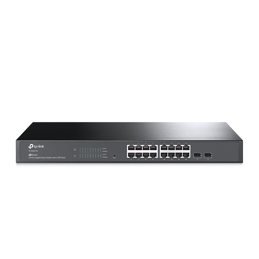 SWITCH TP-LINK L2+ cu management 16 porturi Gigabit + 2 sloturi SFP, carcasa metalica, rackabil "TL-SG2218" (timbru verde 2 lei)