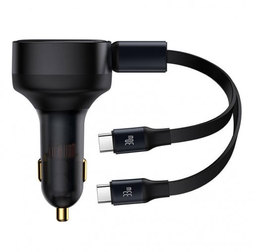 INCARCATOR auto Baseus Tiny Star, Quick Charge 33W, cablu integrat 2 x USB Type-C, negru "C00035500111-00" (timbru verde 0.8 lei) - 6932172629267