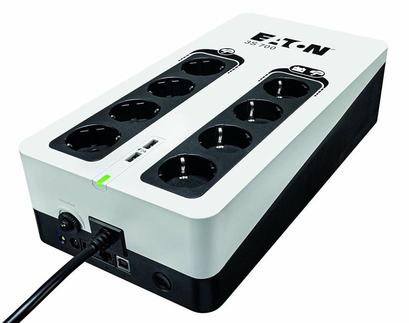 UPS Eaton, Offline, Tower, 420 W, fara AVR, Schuko x 8, LED, back-up 1 - 10 min. "3S700D" (timbru verde 11 lei)