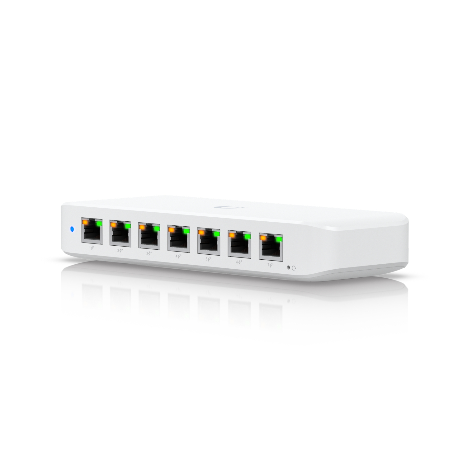 Ubiquiti USW-Ultra-210W-EU compact, Layer 2, 8-port GbE PoE switch, 7x GbE PoE+ output ports, GbE port with optional PoE++ input, 202W PoE "USW-ULTRA-210W-EU" (timbru verde 2 lei)