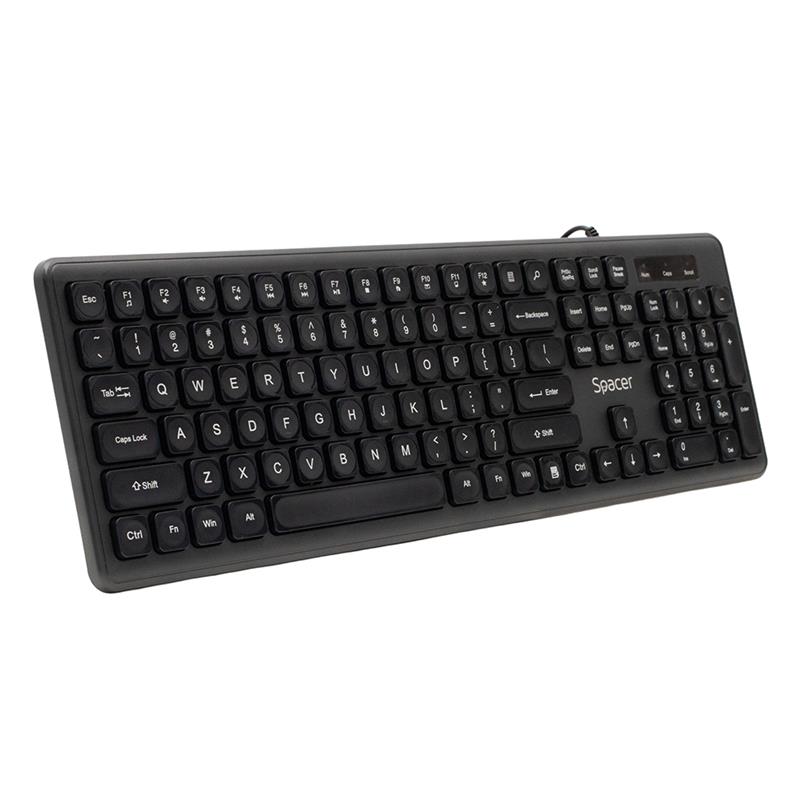 TASTATURA SPACER USB, 104 taste, silentioasa, low profile fingertip keycap design, black, "SPKB-LWP-03" (timbru verde 0.8 lei)
