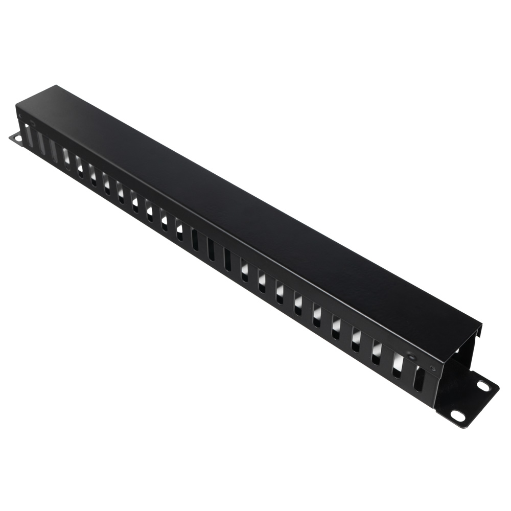 PANOU gestionare cabluri SPACER, tip masca orizontala perforata, 19 inch, 1U, 1mm, negru, "SPCM-1U-BK-02"