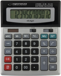 Calculator de birou Esperanza Euler ECL103 solar sau baterie cu 12 Digits Negru/Gri "ECL103" (timbru verde 0.18 lei)