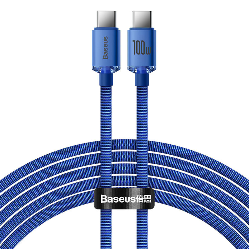 CABLU alimentare si date Baseus Crystal Shine, Fast Charging Data Cable pt. smartphone, USB Type-C la USB Type-C 100W, 2m, albastru "CAJY000703" (timbru verde 0.08 lei) - 6932172602901
