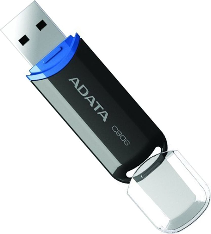 MEMORIE USB 2.0 ADATA 32 GB, cu capac, carcasa plastic, negru, "AC906-32G-RBK" (timbru verde 0.03 lei)