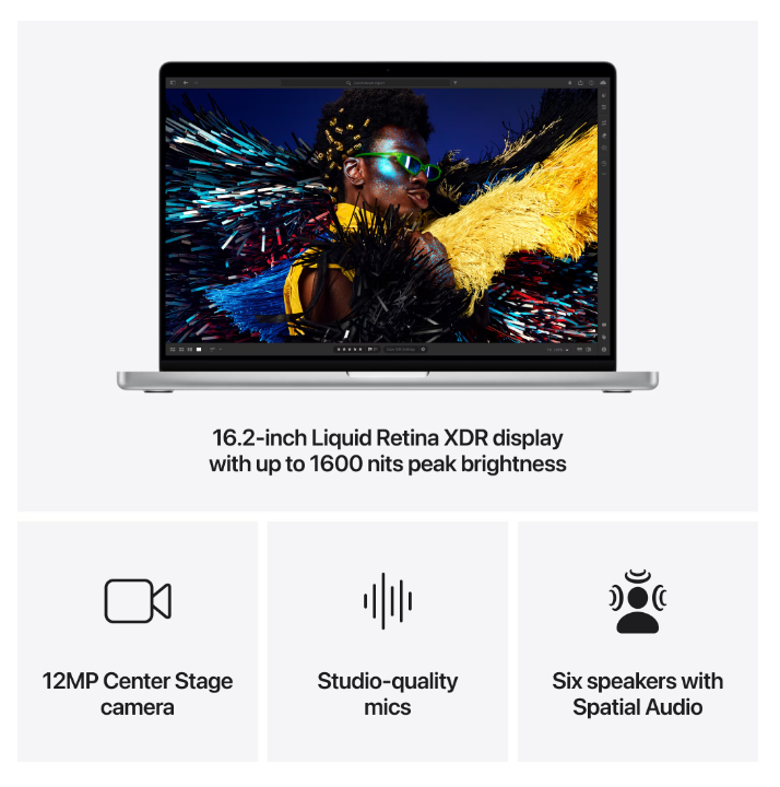16.2 MacBook Pro 16 Liquid Retina XDR, Apple M4 Max chip (16-core CPU), 64GB, 1TB SSD, Apple M4 Max 40-core GPU, macOS, Silver, INT keyboard, 2024 "Z1FS000NW" (timbru verde 3.5 lei)