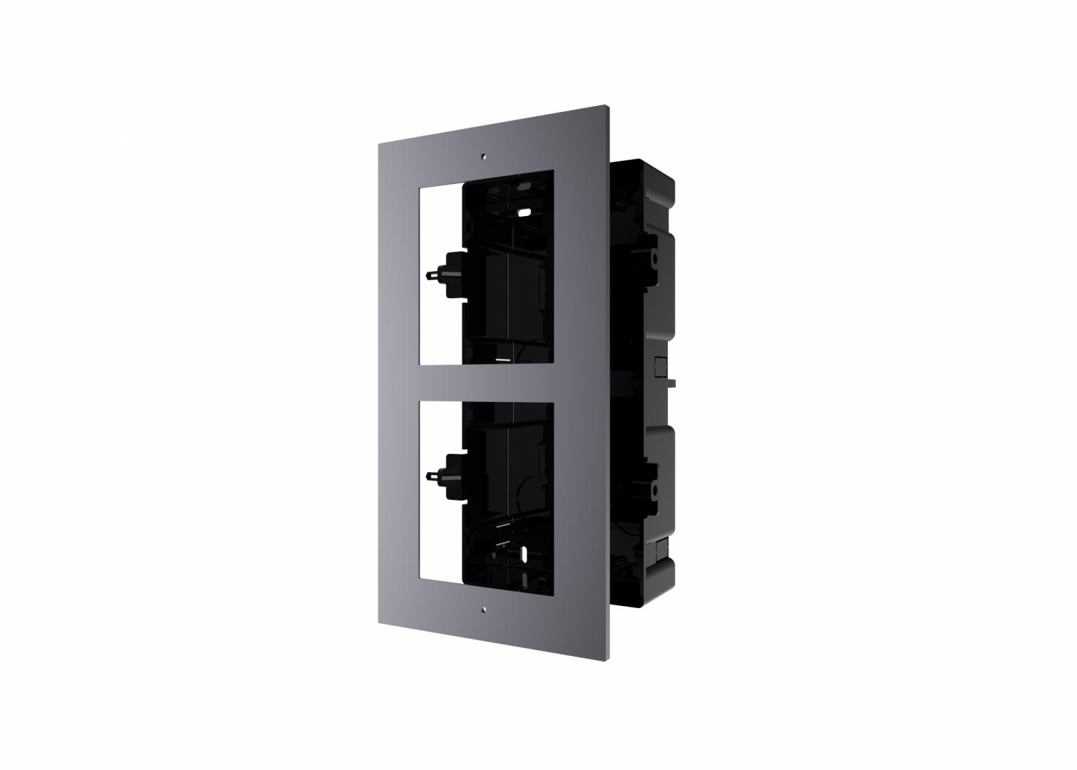 PANOU frontal HIKVISION pentru 2 module de videointerfon modular Hikvision DS-KD-ACF2, montare incastrata, aluminiu, doza de plastic inclusa, "DS-KD-ACF2"