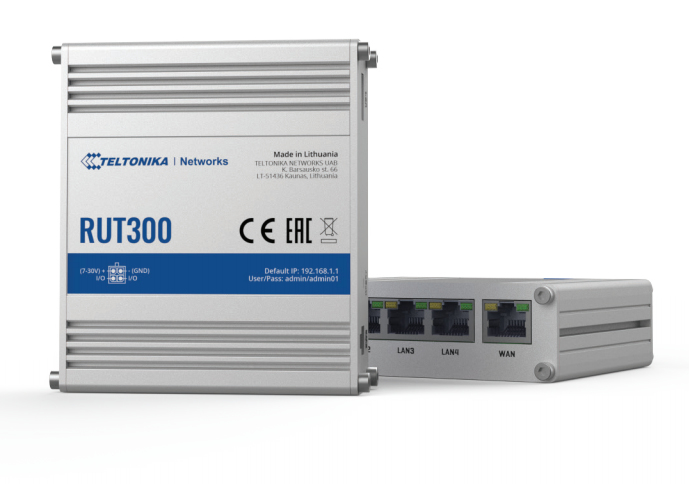 TELTONIKA RUT300 Industrial Router 5x RJ45 100Mb/s 1x USB Passive PoE, "RUT300 000000" (timbru verde 0.8 lei)