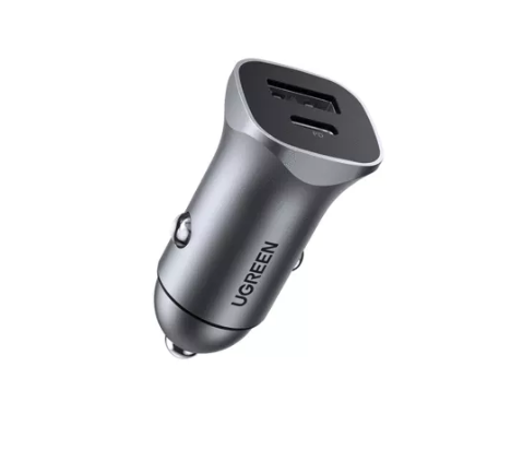 INCARCATOR auto Ugreen, "CD130" USB Type-C x 1 Output 5V/3A QC3.0, USB x 1 Output 5V/3A, total output 30W, pt. bricheta auto, gri "40858" (timbru verde 0.8 lei) - 6957303848584