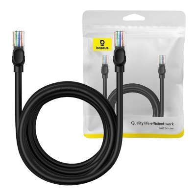 PATCH CORD UTP Baseus Cat5, fire din cupru, round cable, viteza maxima 1 Gbps, PVC, 5m, negru "B00133206111-05" (timbru verde 0.08 lei) - 6932172637019