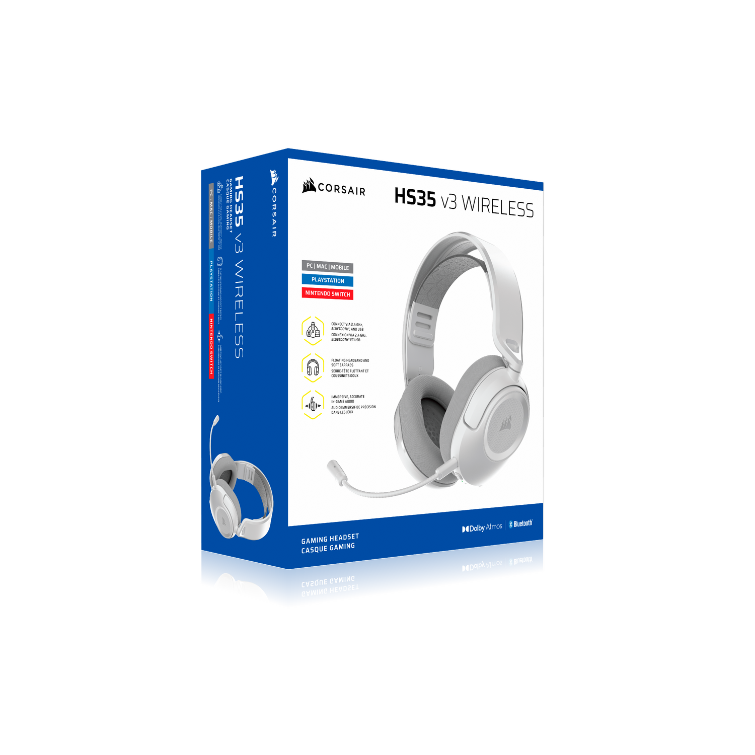 Casti Gaming Wireless Corsair HS35 V3 WH "CA-9011411-WW" - imagine 5