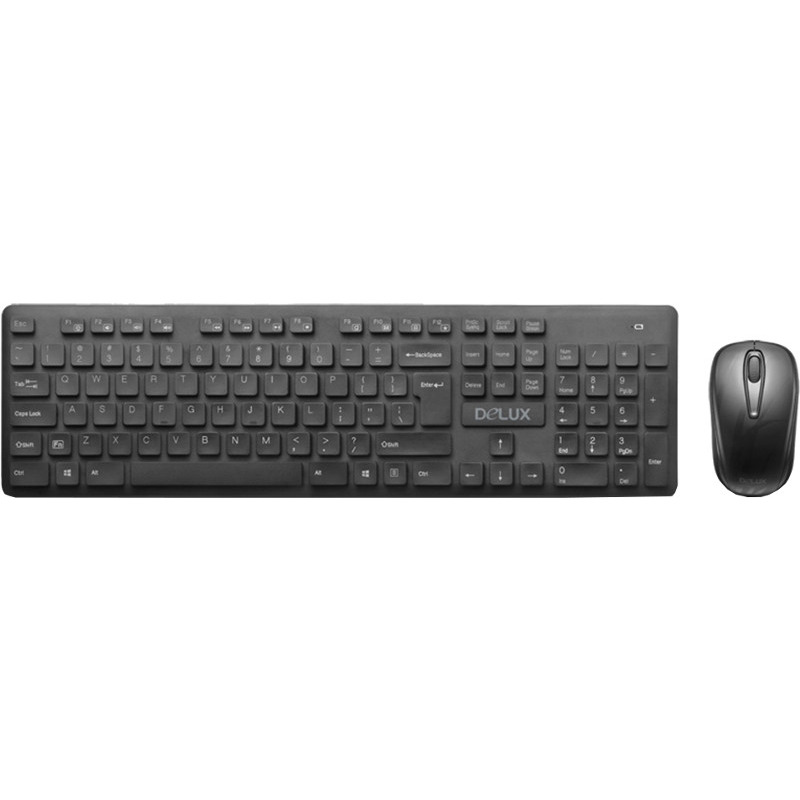 Kit TASTATURA si Mouse DELUX, "KA150+M136GX", wireless, 104 taste format standard, mouse , 3/1 butoane, negru, "KA150G" (timbru verde 0.8 lei)