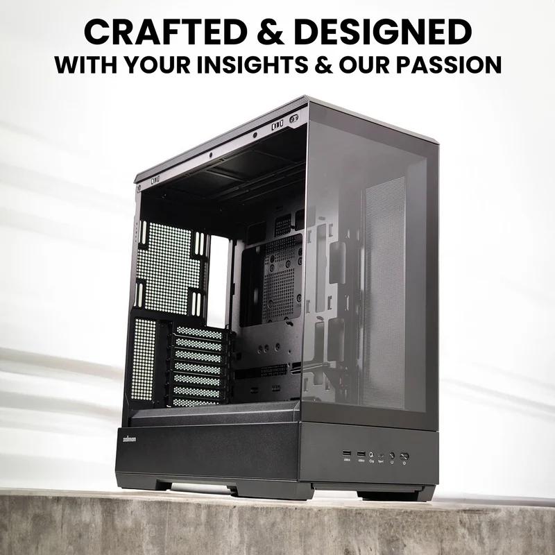 CARCASA Zalman "P50", middle tower, gaming, fara sursa, suporta 10xfan, PSU shroud, USB 3.1 gen1 x 2, audio+mic, 7 sloturi expansiune, negru, "P50 Black" (timbru verde 0.08lei)