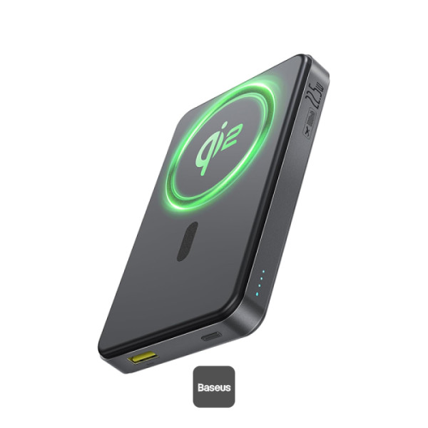 POWER BANK Baseus Airpow II Qi2, magnetic, include cablu USB Type-C la USB Type-C, 1 x USB Type-C, 1 x USB, capacitate 10000mAh 22.5W, negru "P10080000123-00" (timbru verde 0.98 lei) - 6932172676988