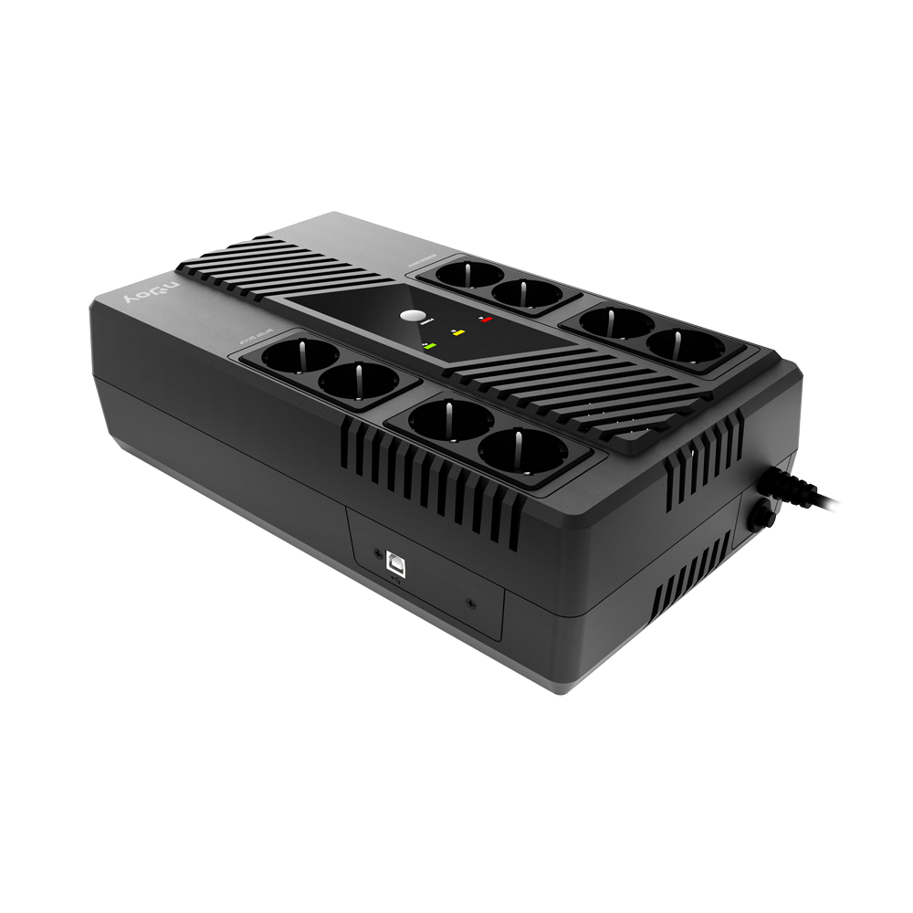 UPS Njoy "Token 600", Line int., brick, AVR, Schuko x 8, LED, back-up 1 - 10 min. "UPCSBLS660TTOAZ01B" (timbru verde 11 lei)