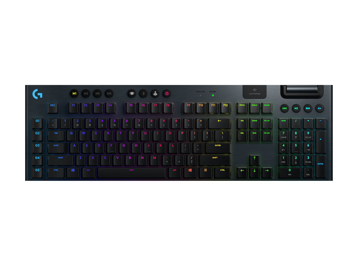 TASTATURA LOGITECH - gaming, "G915", wireless, cu fir, 121 taste format standard (104-108 taste), Bluetooth, Wireless (2.4 GHz) | USB, negru, "920-009111" (timbru verde 0.8 lei)