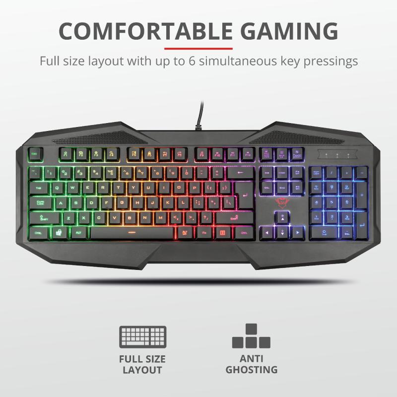 TASTATURA TRUST, "XT 830-RW Avonn", cu fir, 104 taste format standard (104-108 taste), USB, negru, "TR-21621" (timbru verde 0.8 lei)