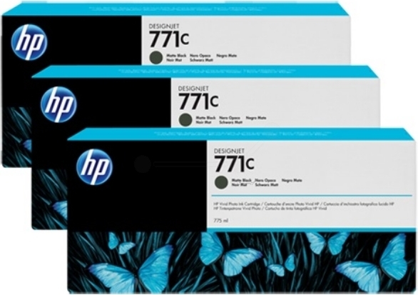 Tri-Pack Original HP Matte Black, nr.771C, pentru DesignJet Z6200, , (timbru verde 0.45 lei), "B6Y31A"