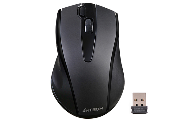 MOUSE A4tech, PC sau NB, wireless, 2.4GHz, optic, 1000 dpi, butoane/scroll 3/1, silent click, negru, "G9-500FS-BK" (timbru verde 0.18 lei)