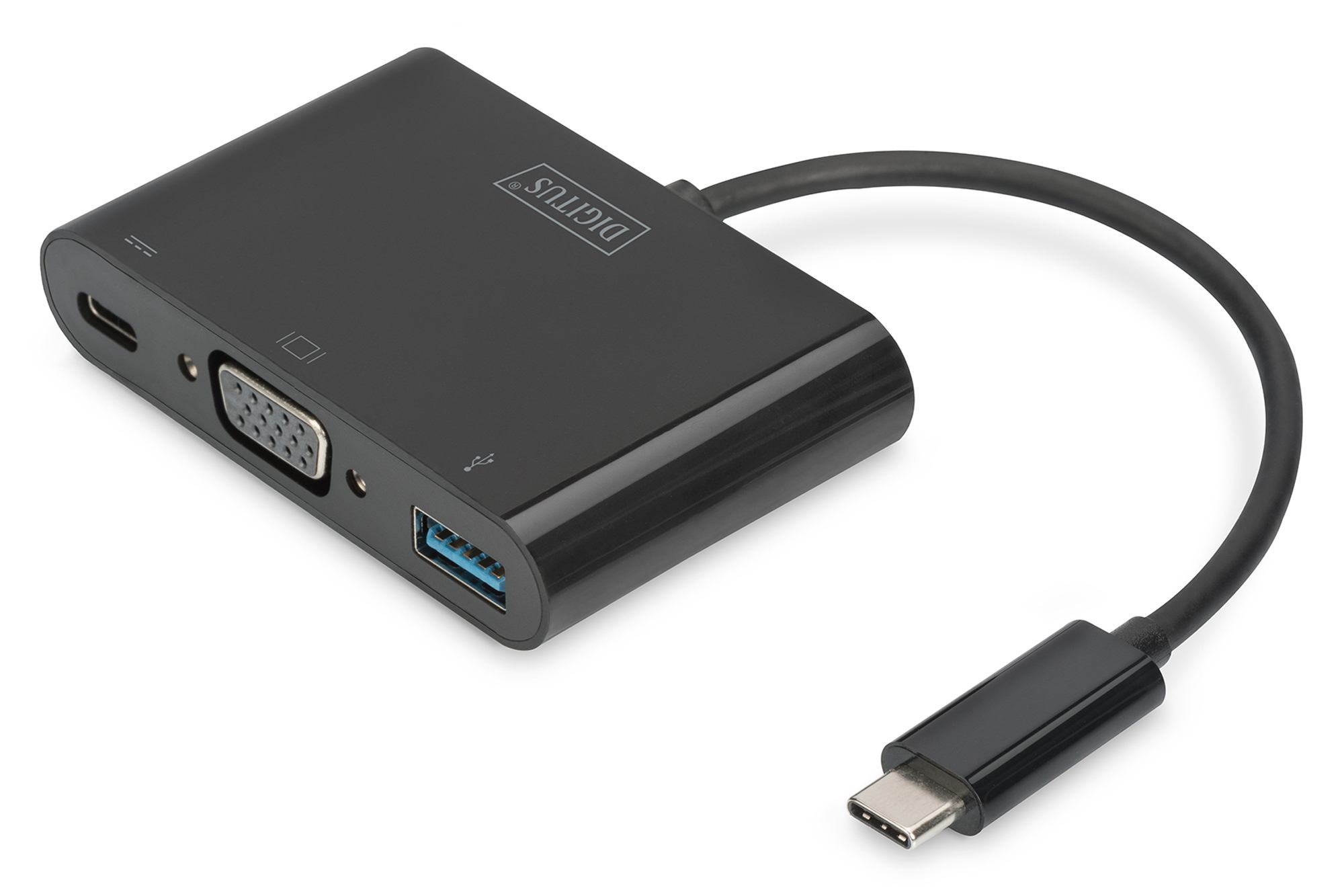 DIGITUS USB Type-C Multiport Adapter VGA 1x VGA 1x USB-C PD 1x USB 3.0 black "DA-70854" (timbru verde 0.18 lei)