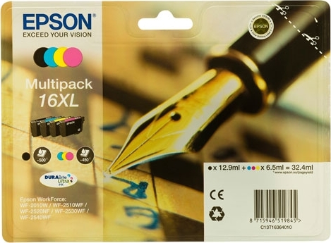 Cartus Cerneala Original Epson CMYK, T1636, pentru WF2540, , (timbru verde 0.15 lei), "C13T16364010"