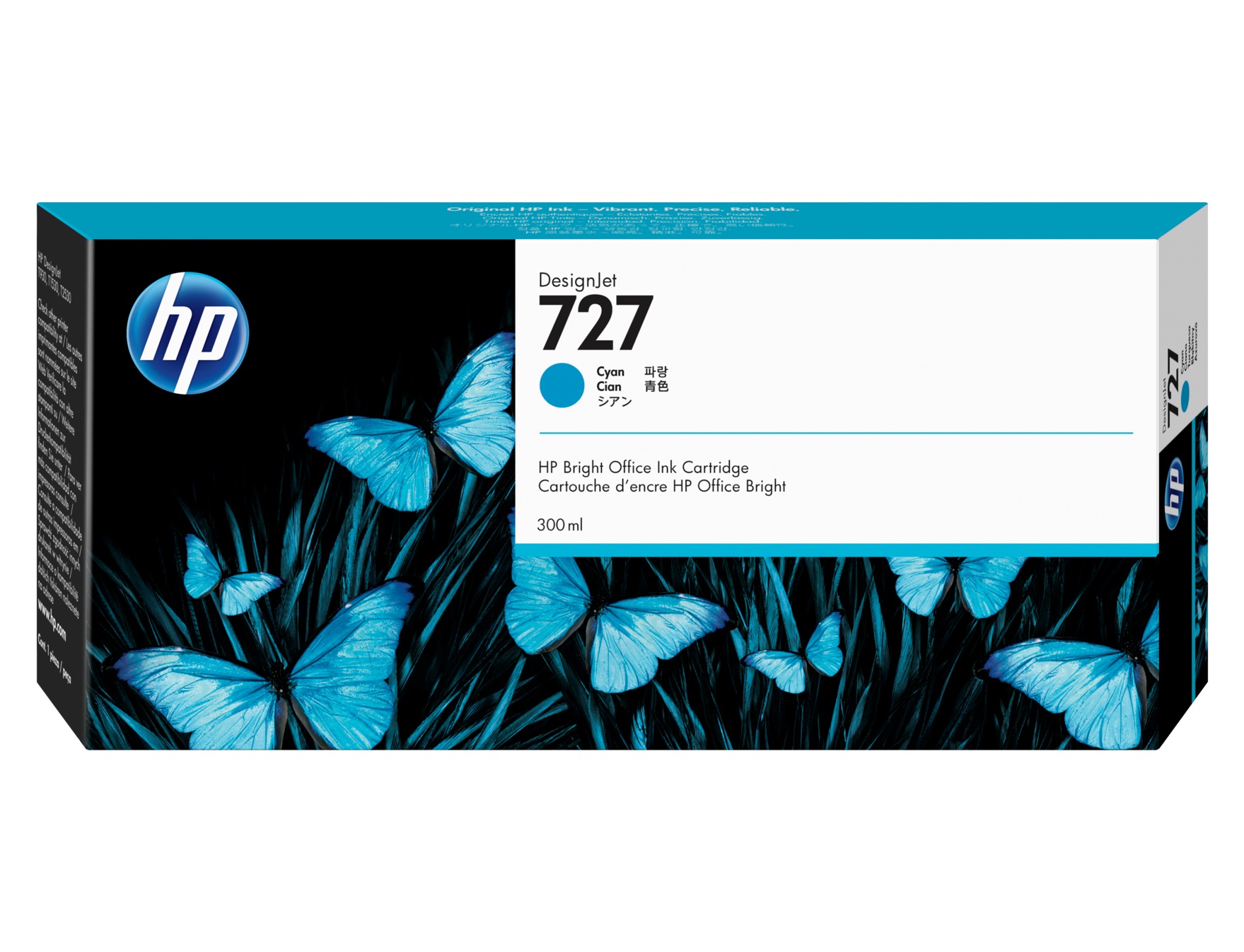 Cartus Cerneala Original HP Cyan, nr.727, pentru DesignJet T1530|T2530|T930, 300ml, (timbru verde 0.15 lei), "F9J76A"