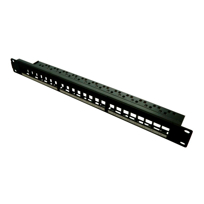 Patch panel 24 porturi, 1U, neechipat, suport de cabluri integrat, black - EMTEX, "EMT-PP24-BLANK"