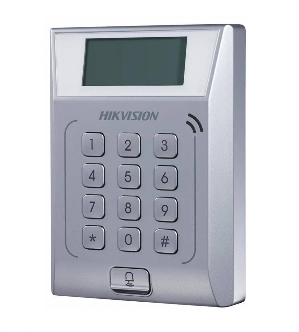 TERMINAL control acces HIKVISION, cititor carduri MiFare, TCP/IP, tastatura si sonerie, "DS-K1T802M" (timbru verde 0.18 lei)
