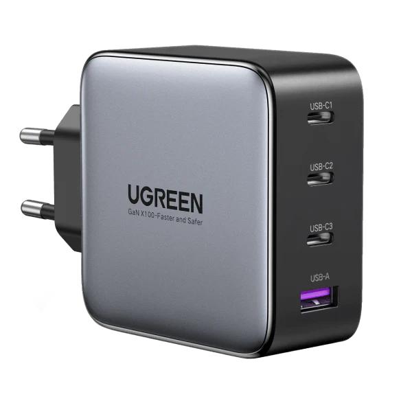 INCARCATOR retea Ugreen, Nexode "X565" Quick Charge 100W GaN, 3 x USB Type-C, 1 x USB, gri "35043" (timbru verde 0.18 lei) - 6941876230433