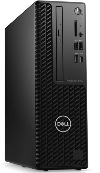 DESKTOP DELL, "Precision 3450" Small Form Factor, CPU i9-11900, NVIDIA Quadro P1000, memorie 32 GB, SSD 1 TB, HDD 2 TB, unitate optica, tastatura si mouse,Linux "DP3450I93212UBU" (timbru verde 7 lei)