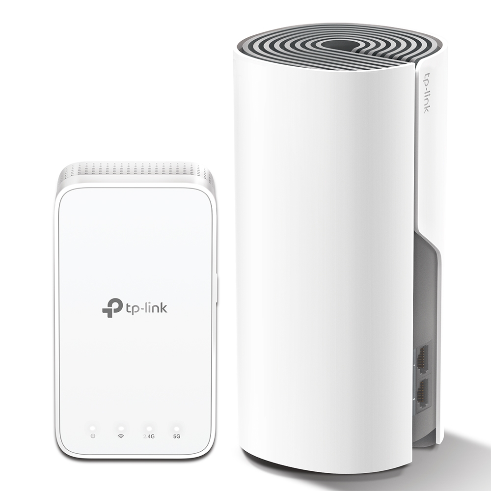 MESH TP-LINK, wireless, router AC1200, pt interior, 1200 Mbps, port LAN, WAN, 2.4 GHz | 5 GHz, antena interna x 2, standard 802.11ac, "Deco E3(2-pack)" (timbru verde 2.00 lei)