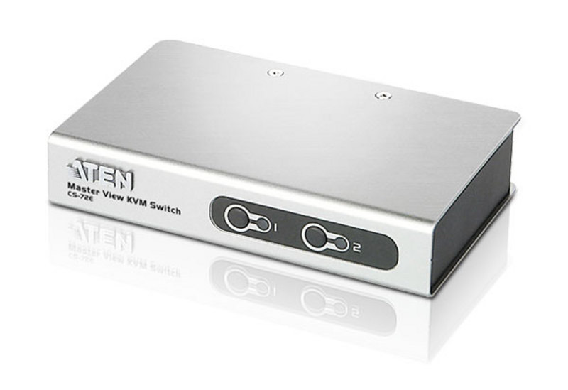 SWITCH KVM ATEN control 2 PC la 1 KVM, conector tip SPHD-15 (M) x 2, "CS72ECZ-AT" (timbru verde 0.8 lei)
