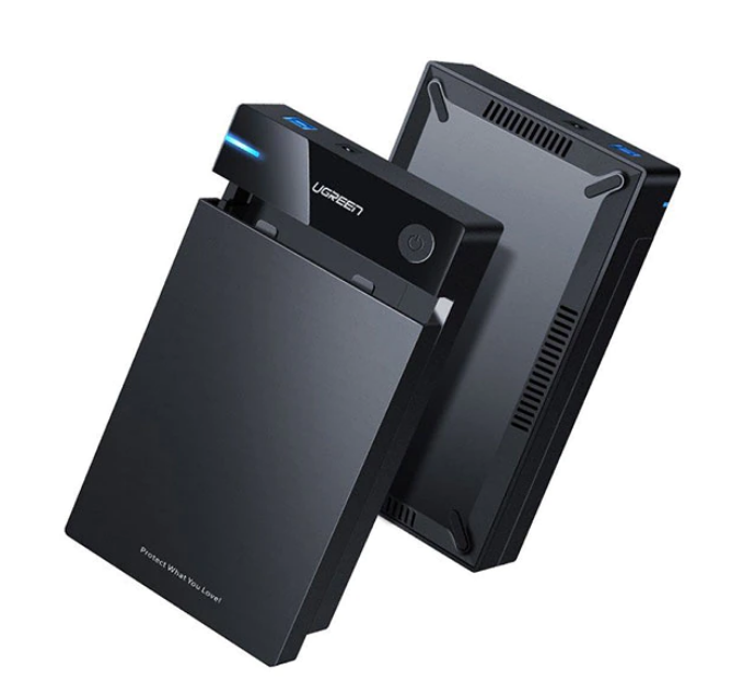 RACK extern Ugreen, "US222" pt HDD si SSD SATA 3.5" conectare USB 3.0 max 5 Gbps, capacitate 10TB max, ABS, negru "50422" (timbru verde 0.8 lei) - 6957303854226