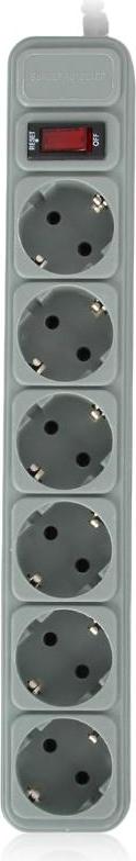PRELUNGITOR GEMBIRD, Schuko x 6, conectare prin Schuko (T), cablu 3 m, 16 A, protectie supratensiune, protectie copii, gri, "SPG6-B-10C" (timbru verde 0.18 lei)