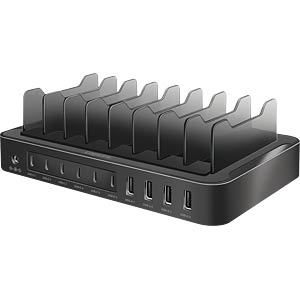 STATIE INCARCARE retea 220V LOGILINK universal, 4 x USB-A, 6 x USB-C, PD & QC 3.0, 120W, prot. supracurent/ supratensiune/ scurtcircuit, negru, "PA0327" (timbru verde 0.18 lei)