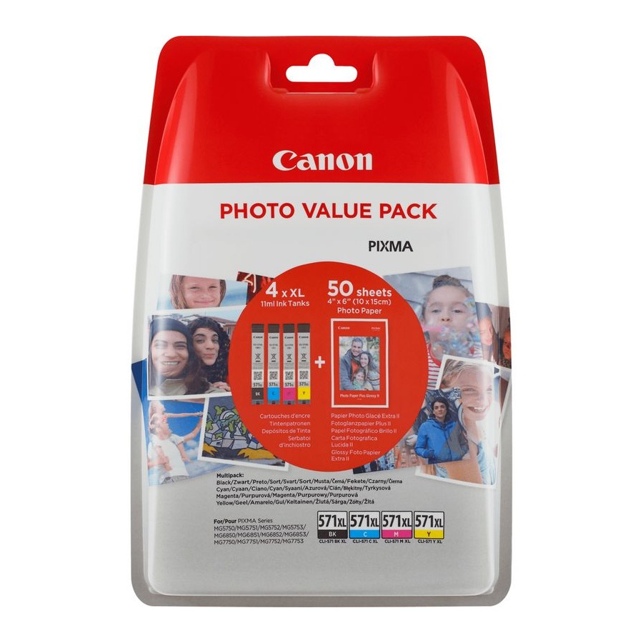 Combo-pack Original Canon CMYK, CLI-571XL, pentru Pixma MG5750|MG5751|MG6850|MG6851|MG7750|MG7751|MG7752|TS5050|TS5051|TS5053|TS5055|TS6050|TS8050|TS9050, 7ml, (timbru verde 0.60 lei), "BS0332C005AA"