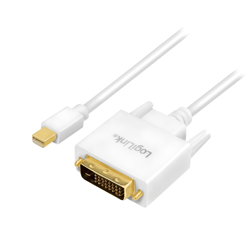 CABLU video LOGILINK, adaptor Mini-DisplayPort (T) la DVI-D DL (T), 3m, conectori auriti, rezolutie maxima Full HD (1920 x 1080) la 60Hz, alb, "CV0138" (timbru verde 0.18 lei)