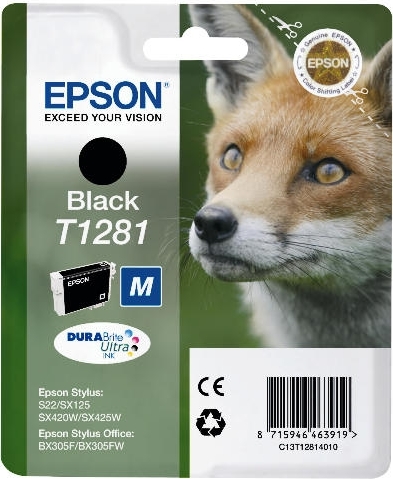 Cartus Cerneala Original Epson Black, T1281, pentru S22|SX125, , (timbru verde 0.15 lei), "C13T12814011"