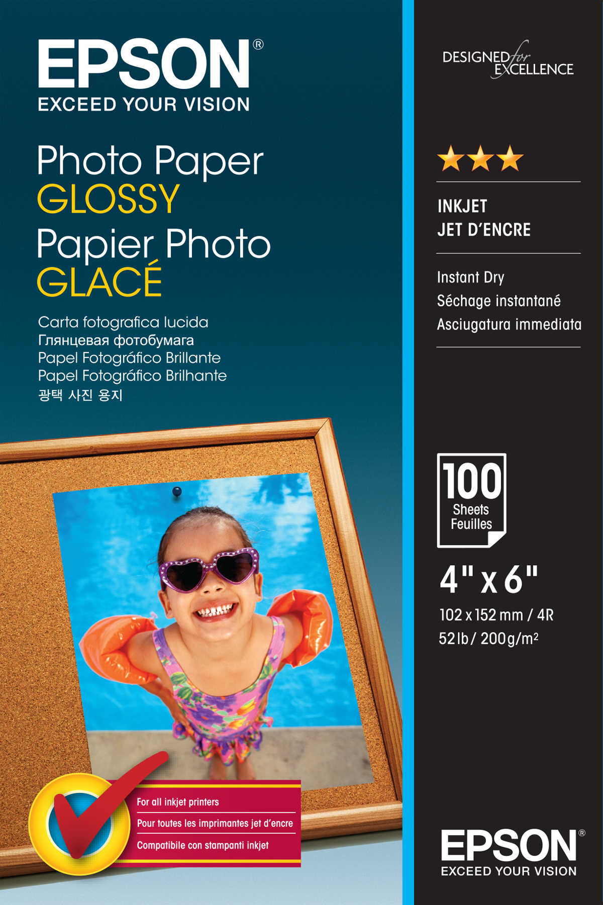 Glossy photo paper Originala Epson, S042548, pack 100 coli, 10x15cm, "C13S042548", (RAPO)