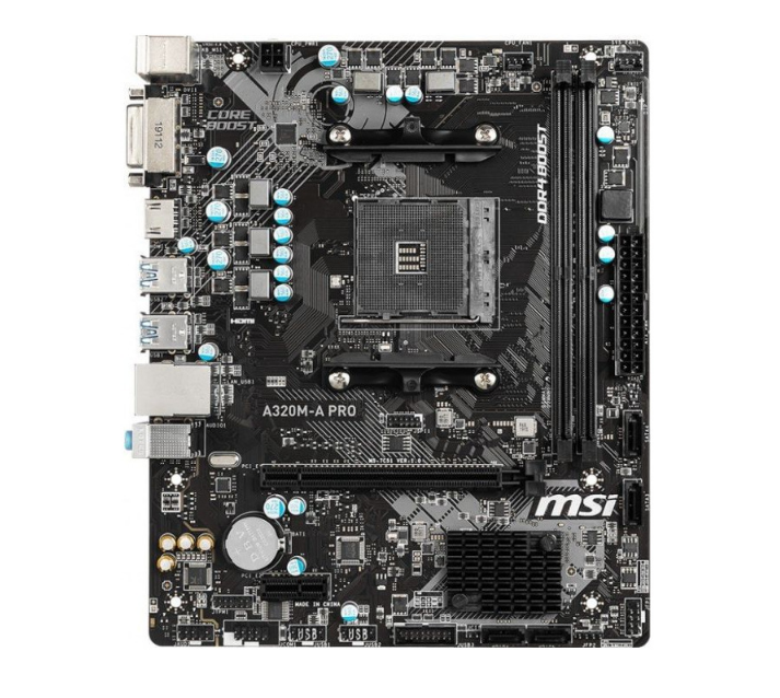 MSI A320M-A PRO. MSI A320M-A PRO, AM4, 2x DDR4, DVI/HDMI, mATX, "A320M-A PRO."