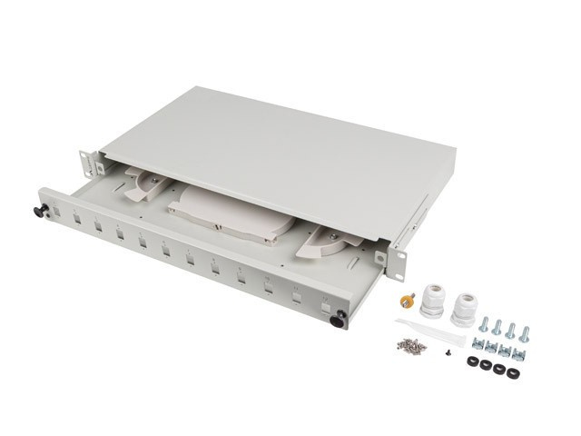 Patch panel fibra rack 19" 1U 12x SC "FOP1-12SS-LDS" (timbru verde 0.08 lei)