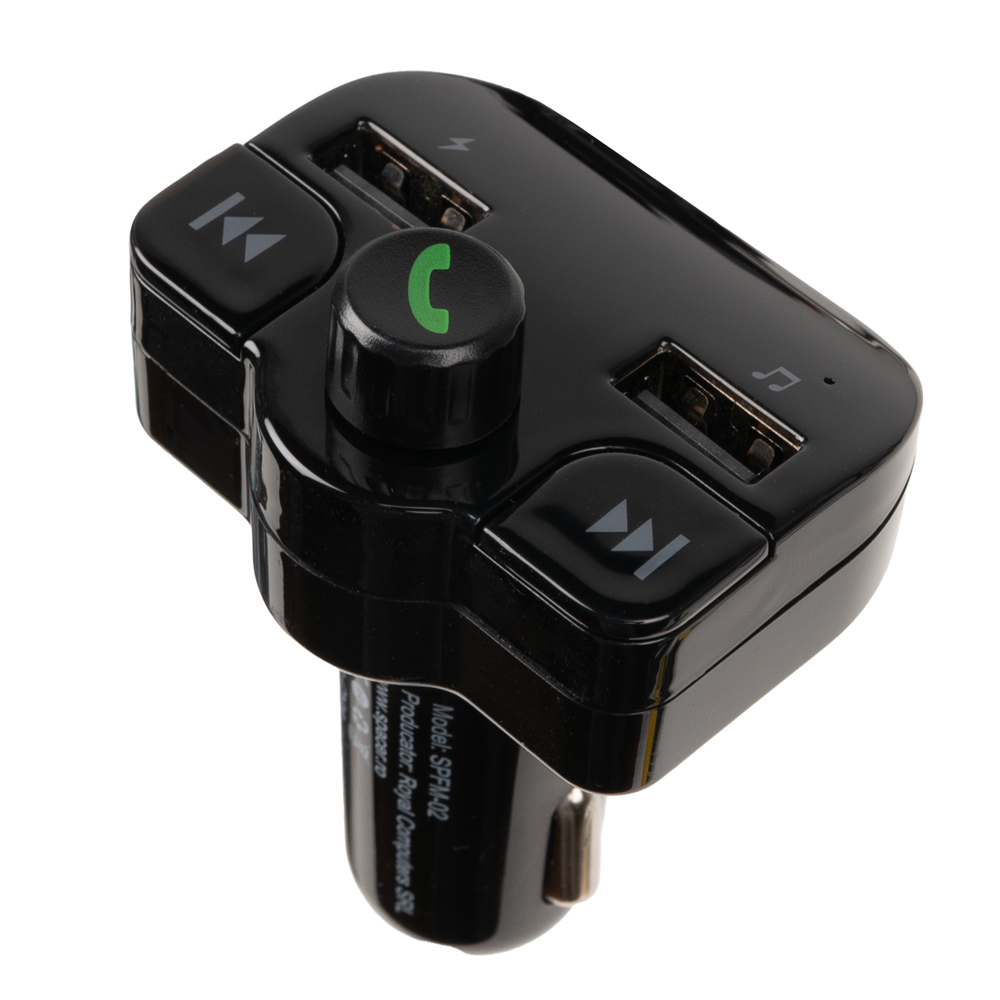 MODULATOR AUTO FM SPACER, Bluetooth 5.0, 2xUSB max. 5V/3.1A, 12V-24V, max. 10-15m, mic max. 0-1m, format MP3/WMA, 206 canale 87.5-108Mhz, USB disk, microSD, answer/hang up/redial, protectie circuit, black, "SPFM-02""43502141"(timbru verde 0.18 lei)