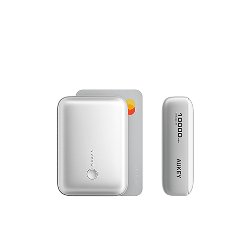 POWER BANK Aukey 10.000 mAh, 20W two-way incarcare rapida, 1 x USB-C, 1 x USB-A, 180g, alb, "LLTSN1053139" (timbru verde 0.98 lei) - 689323788293