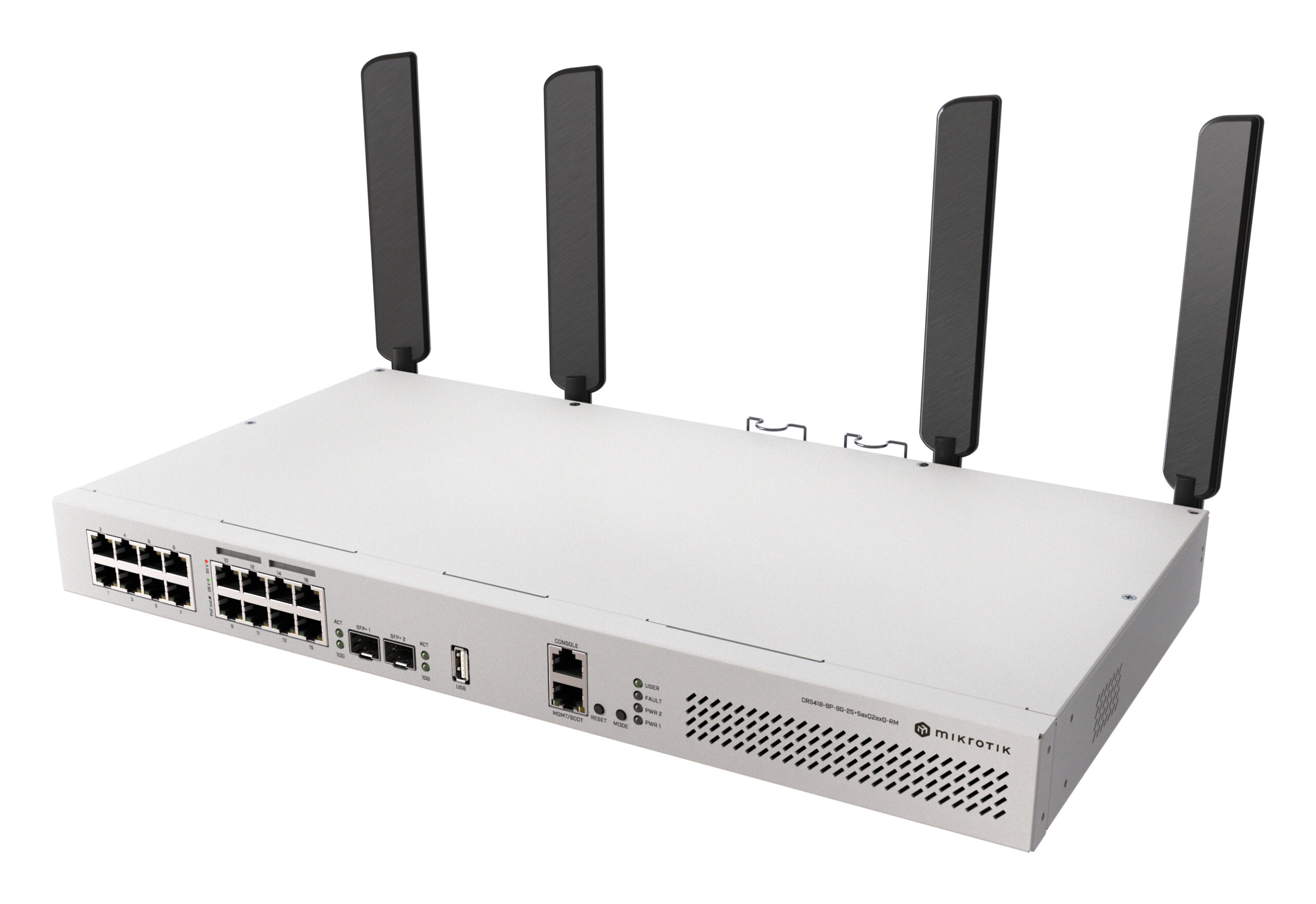 NET ROUTER/SWITCH 16PORT SFP+/S4188P8G2S+5AXQ2AXQRM MIKROTIK "CRS418-8P-8G-2S+5AXQ2AXQ-RM" (timbru verde 2 lei)