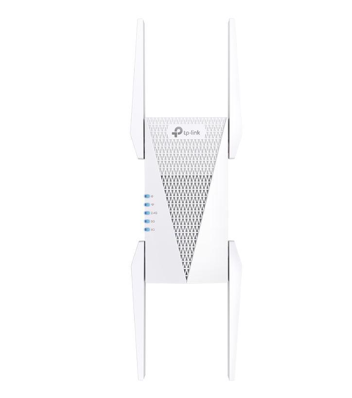 RANGE EXTENDER TP-LINK wireless 5400Mbps, 1 port Gigabit, 4 antene externe, 2.4 / 5 si 6 GHz triple band, Wi-Fi 6, "RE815XE" (timbru verde 2 lei)