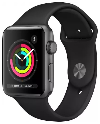 Apple Watch Series 3 GPS, 42mm Space Grey Aluminium Case with Black Sport Band, "mtf32mp/a" (timbru verde 0.18 lei)